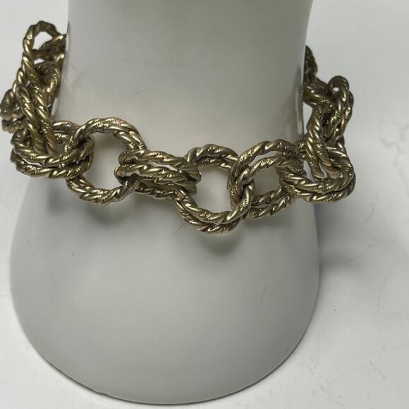 J Crew J.Crew bracelet gold tone burnished chunky link with toggle clasp boho - Picture 1 of 11